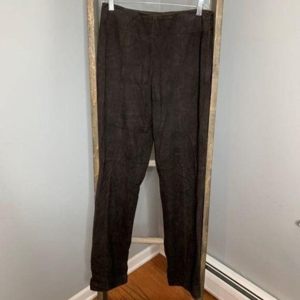 Worth Dark Brown Suede‎ Leather Pants